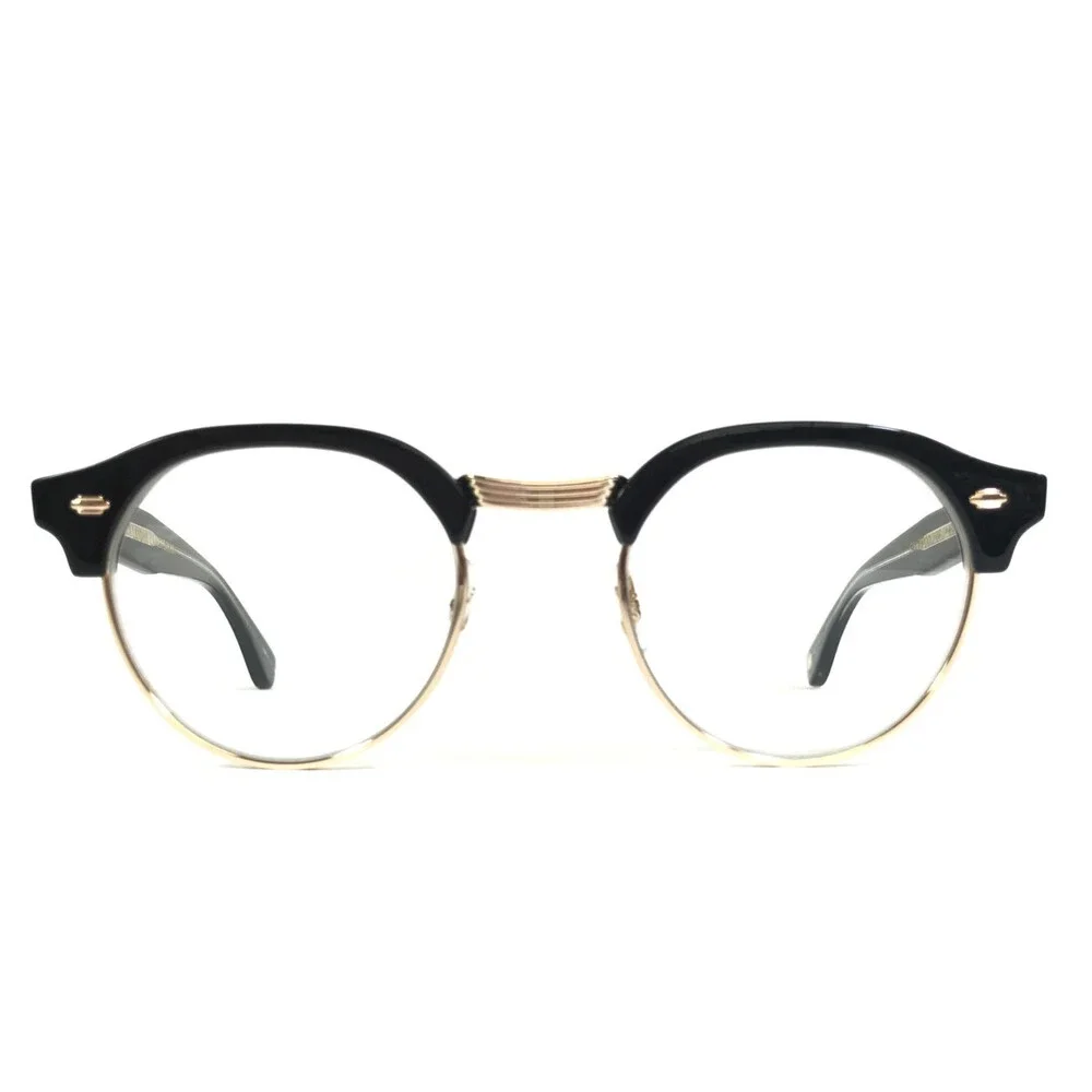 Garrett Leight Eyeglasses Frames OAKWOOD BKG Black Gold Round Full Rim 47-23-145